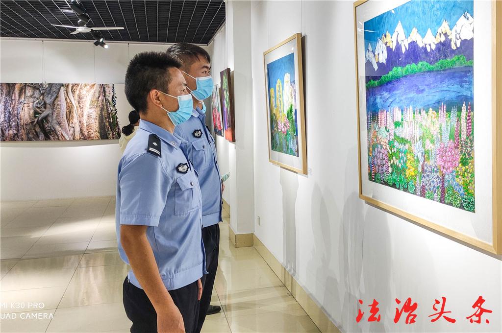 景洪港边检站民警参观生物多样性艺术作品展